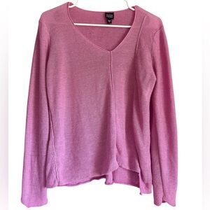 Eileen Fisher Women’s Pink V-Neck pullover Knit Long Sleeve Sweater Size Small